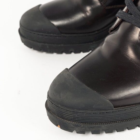 Burberry Scarcroft 50 Bordeaux Buckled Glossed-Leather Combat Boots - Picture 7 of 11